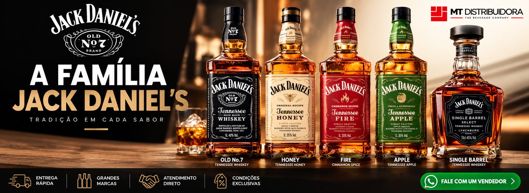 Família Jack Daniel's na MT Distribuidora